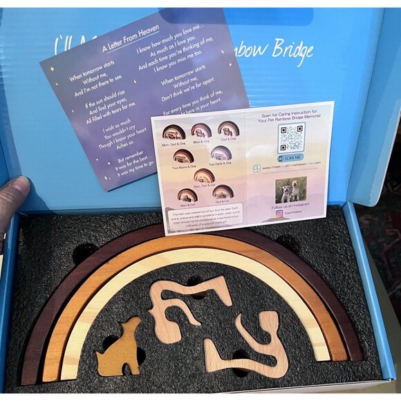 Capti Pets Rainbow Bridge *NEW* Memorial For Fur Dads & Moms Single Dog Wood - Picture 6 of 7